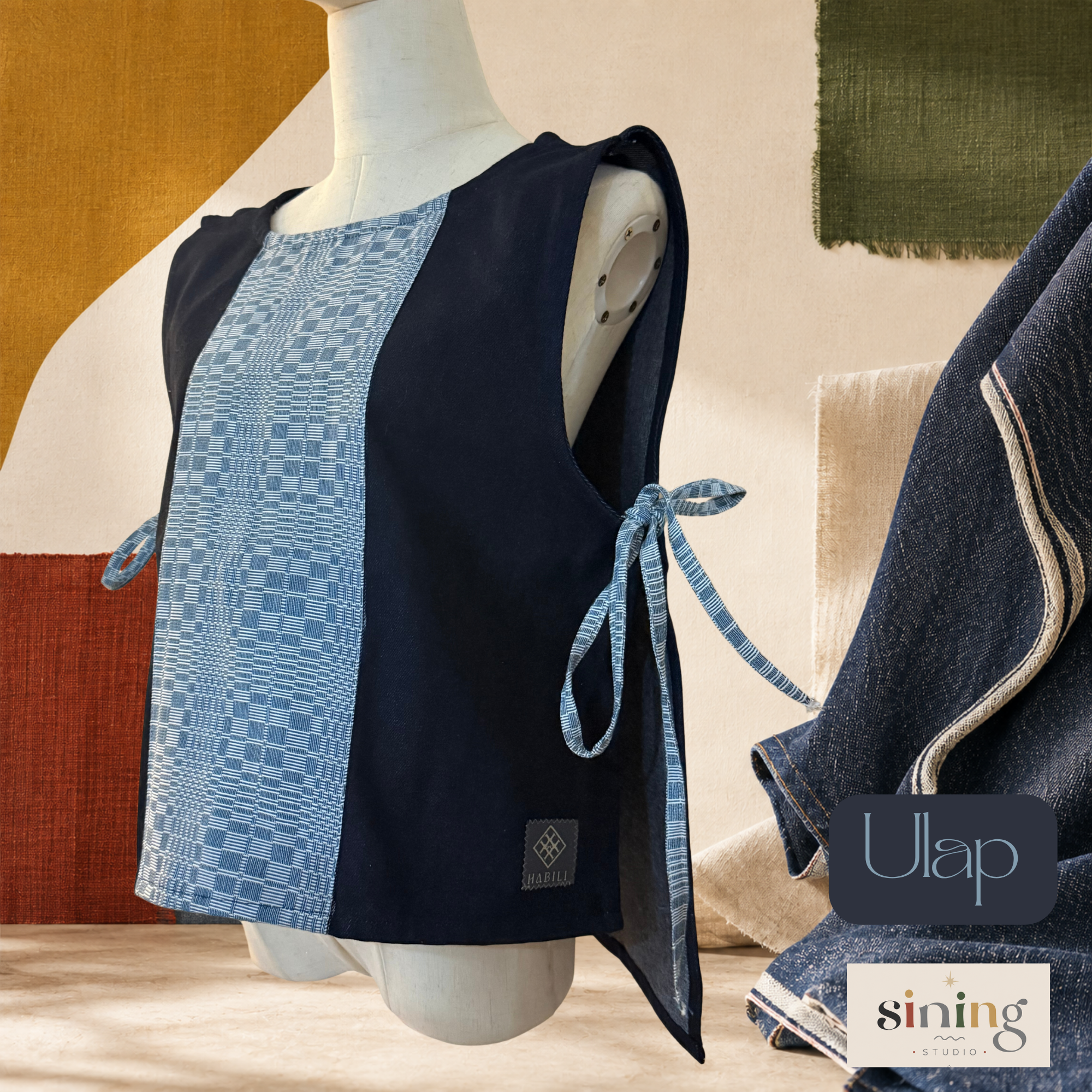 Raw Denim Bib Vest - Ulap