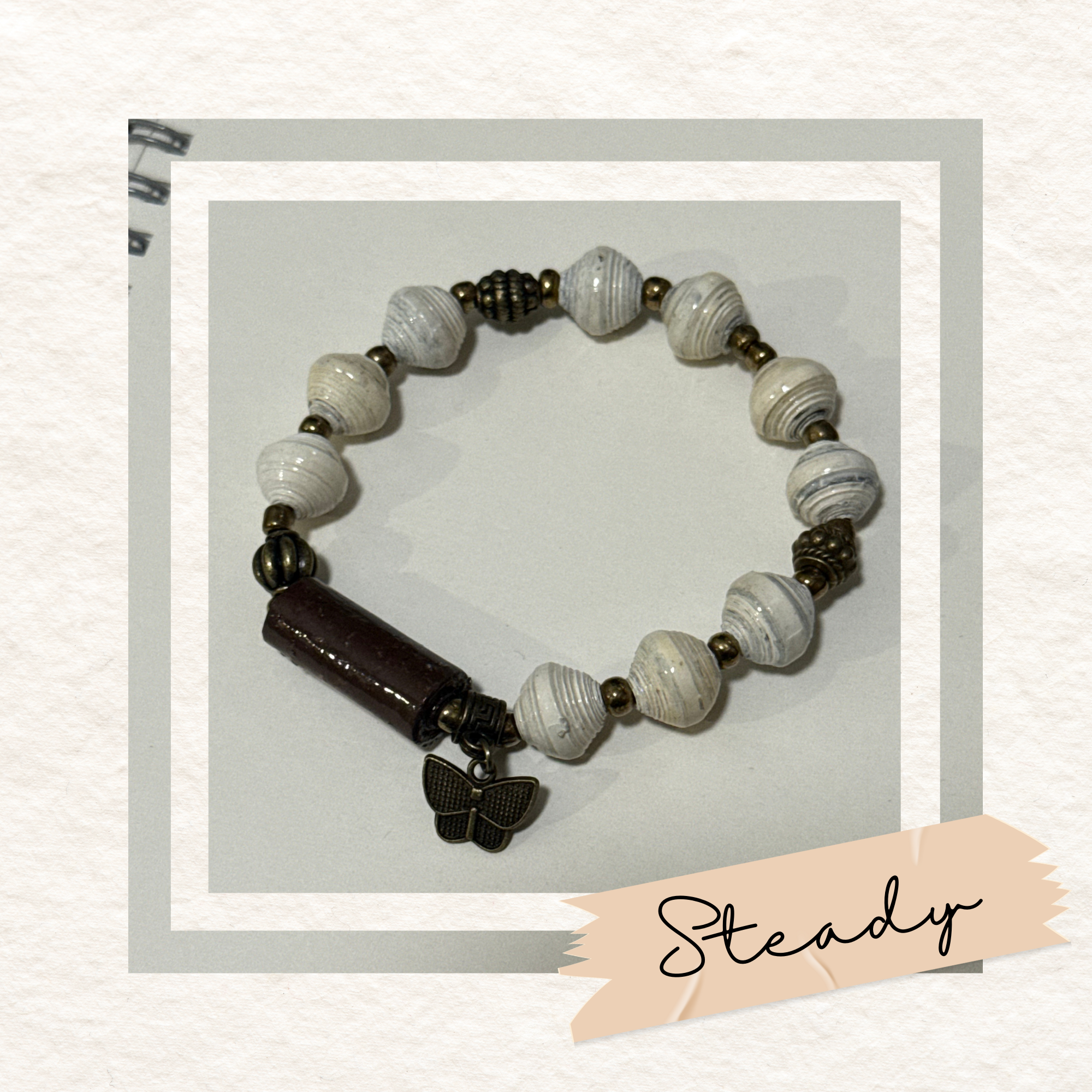 Recycled Paper Bead Bracelet - Steady
