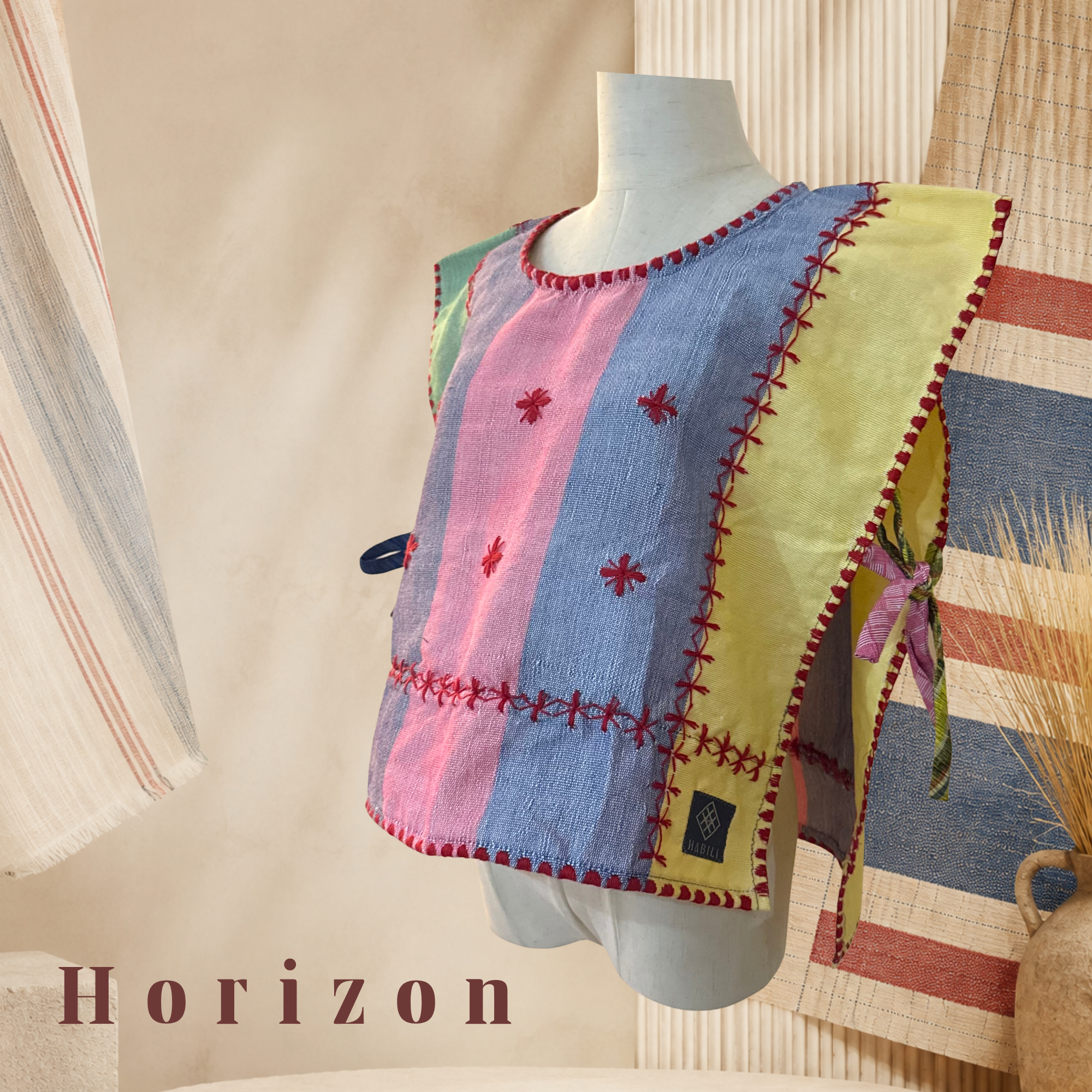 Hinabi Patchwork Bib Vest - Horizon