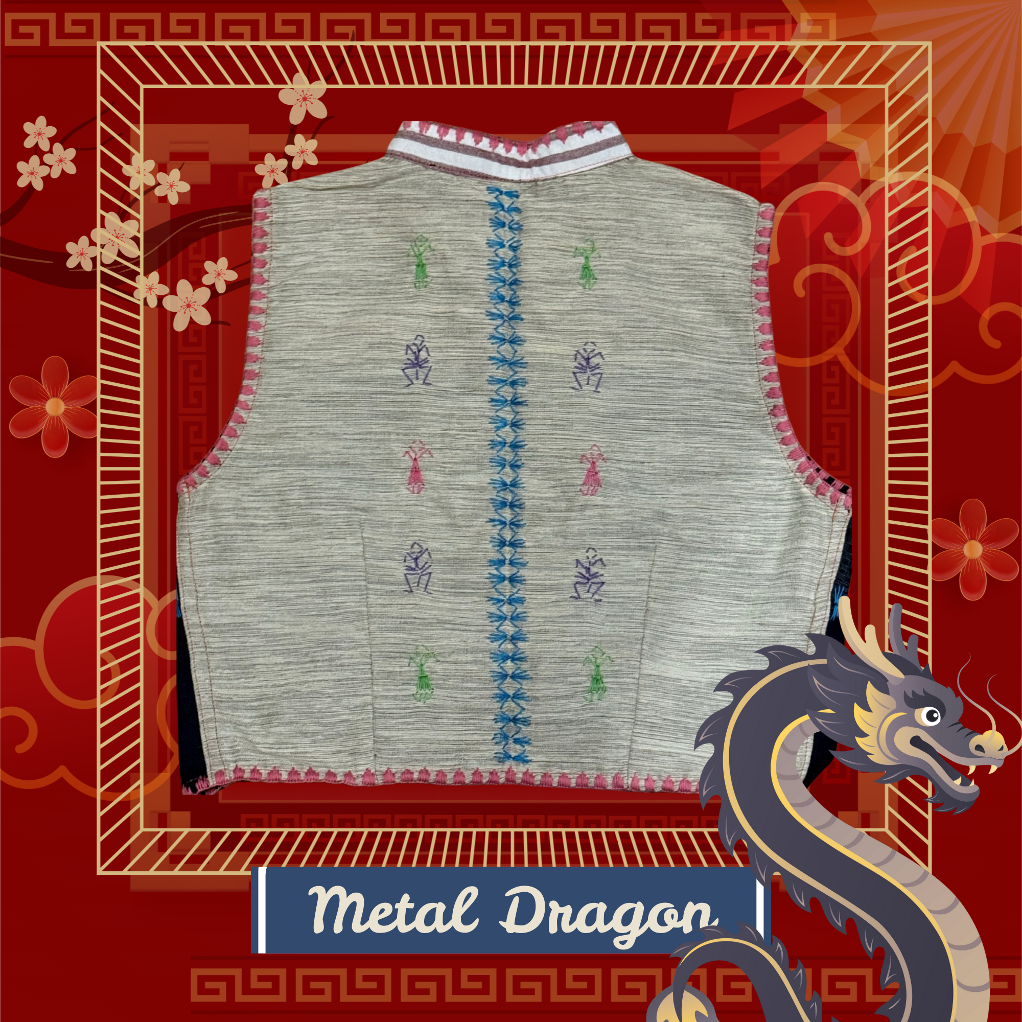 Hinabi Patchwork Vest - Metal Dragon