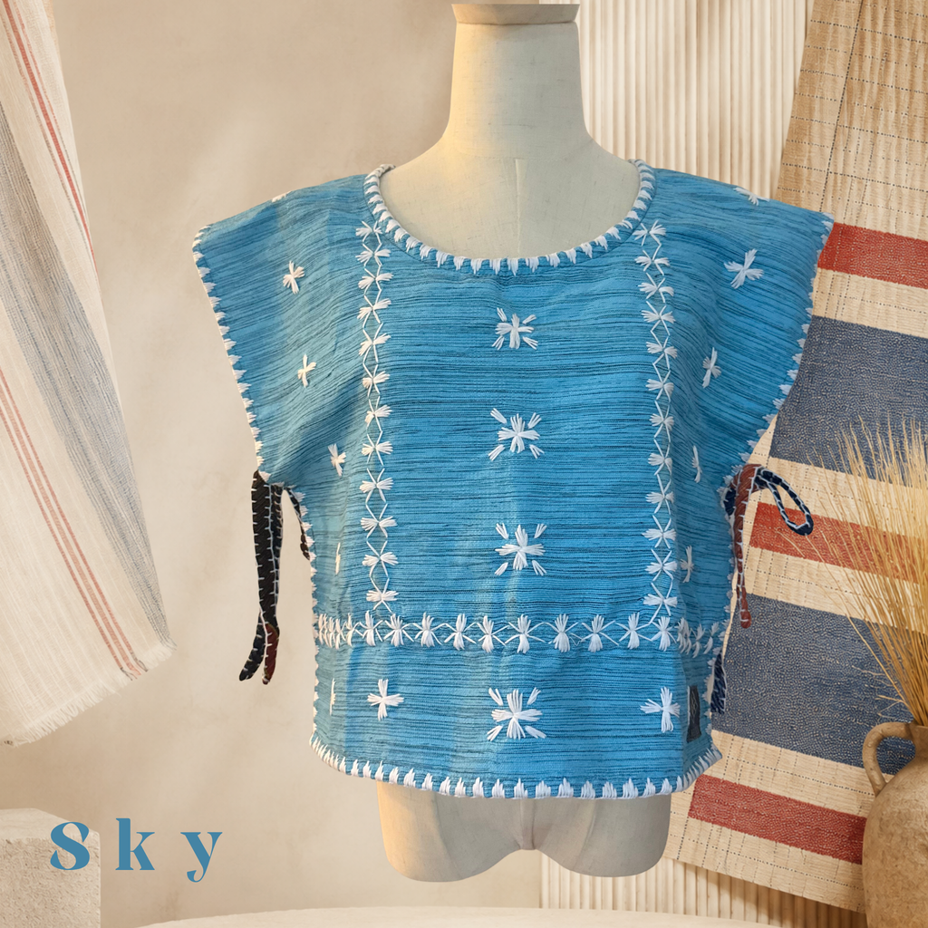 Hinabi Patchwork Bib Vest - Sky