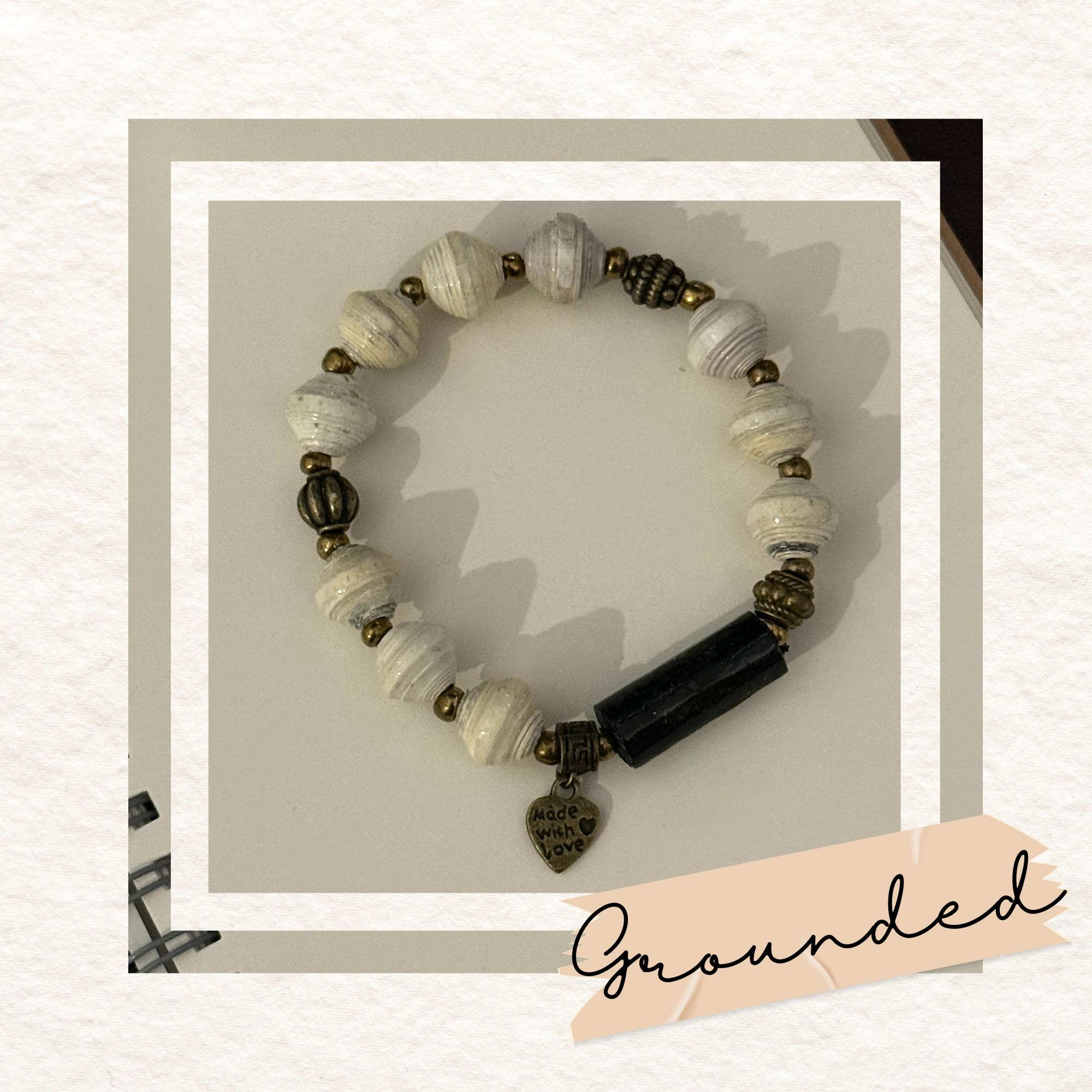 Recycled Paper Bead Bracelet - Grounded