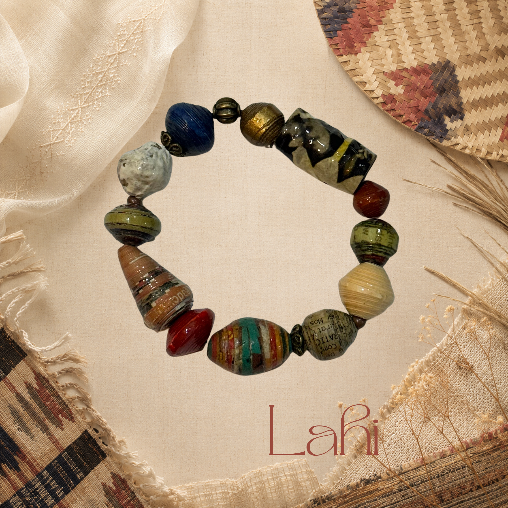 Chunky Paper Bead Bracelet - Lahi