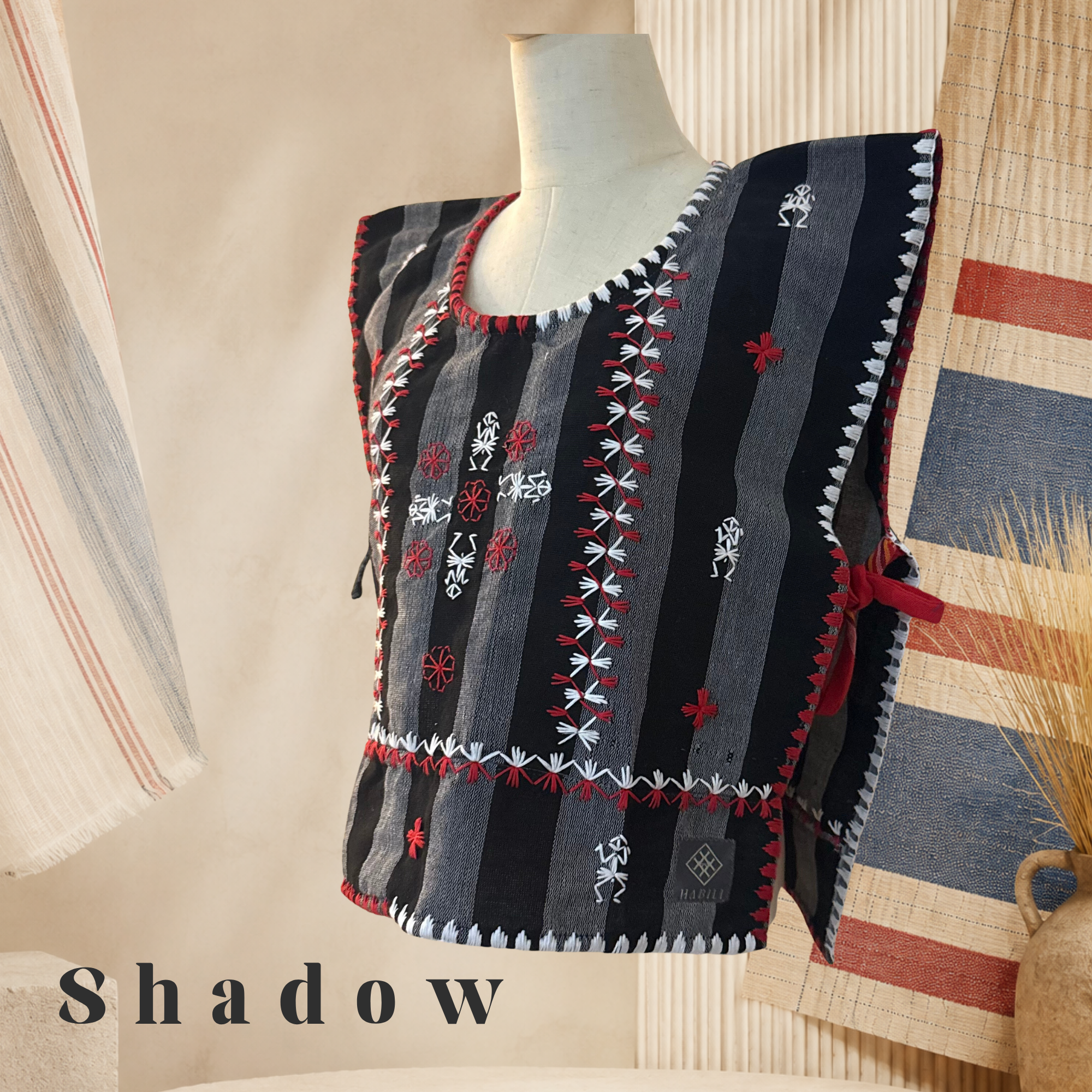 Hinabi Patchwork Bib Vest - Shadow