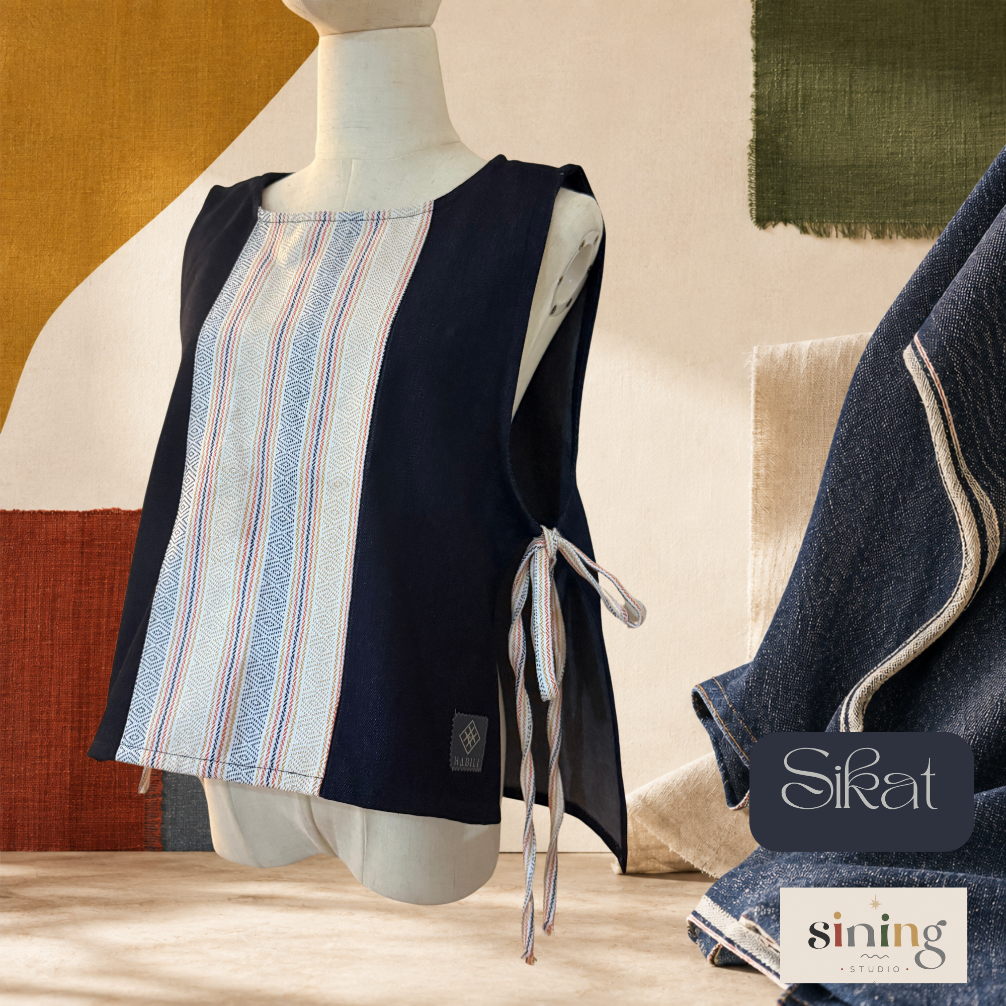 Raw Denim Bib Vest - Sikat