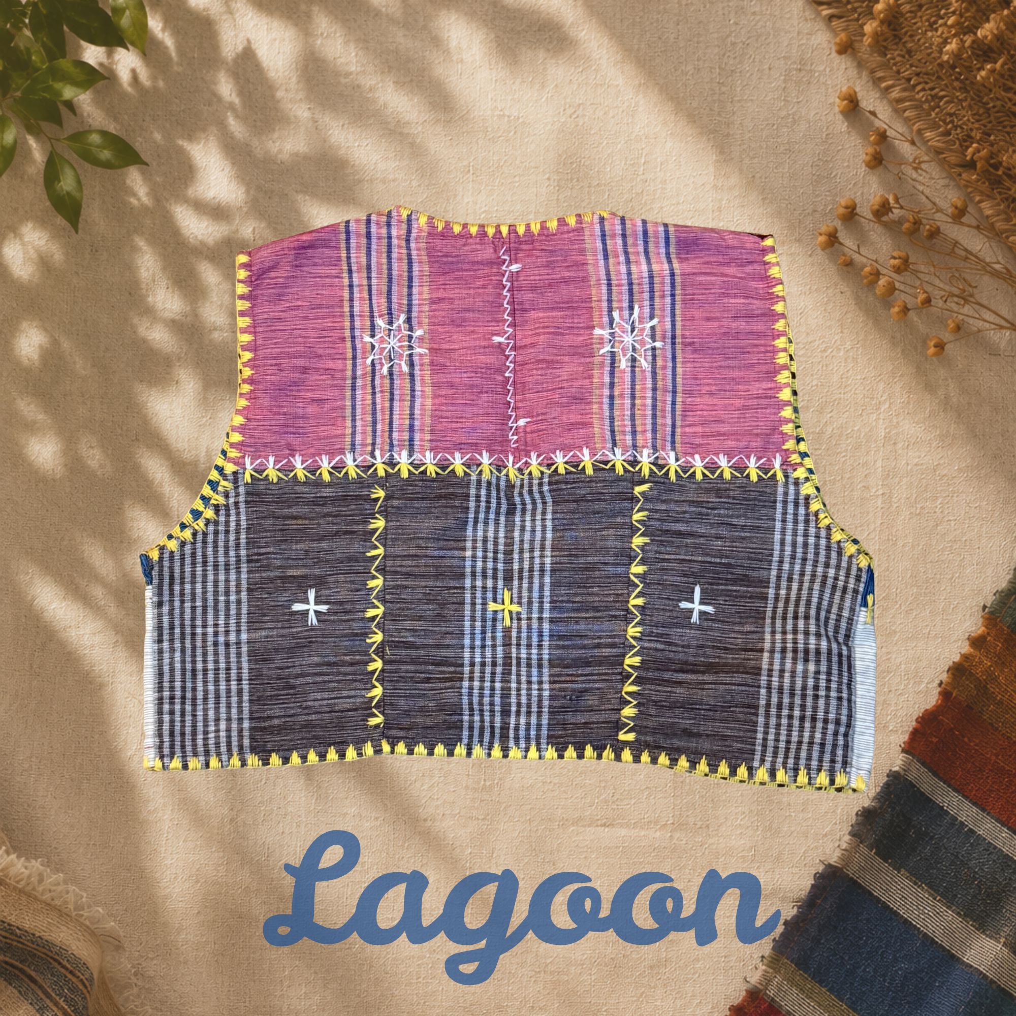 Hinabi Patchwork Vest - Lagoon
