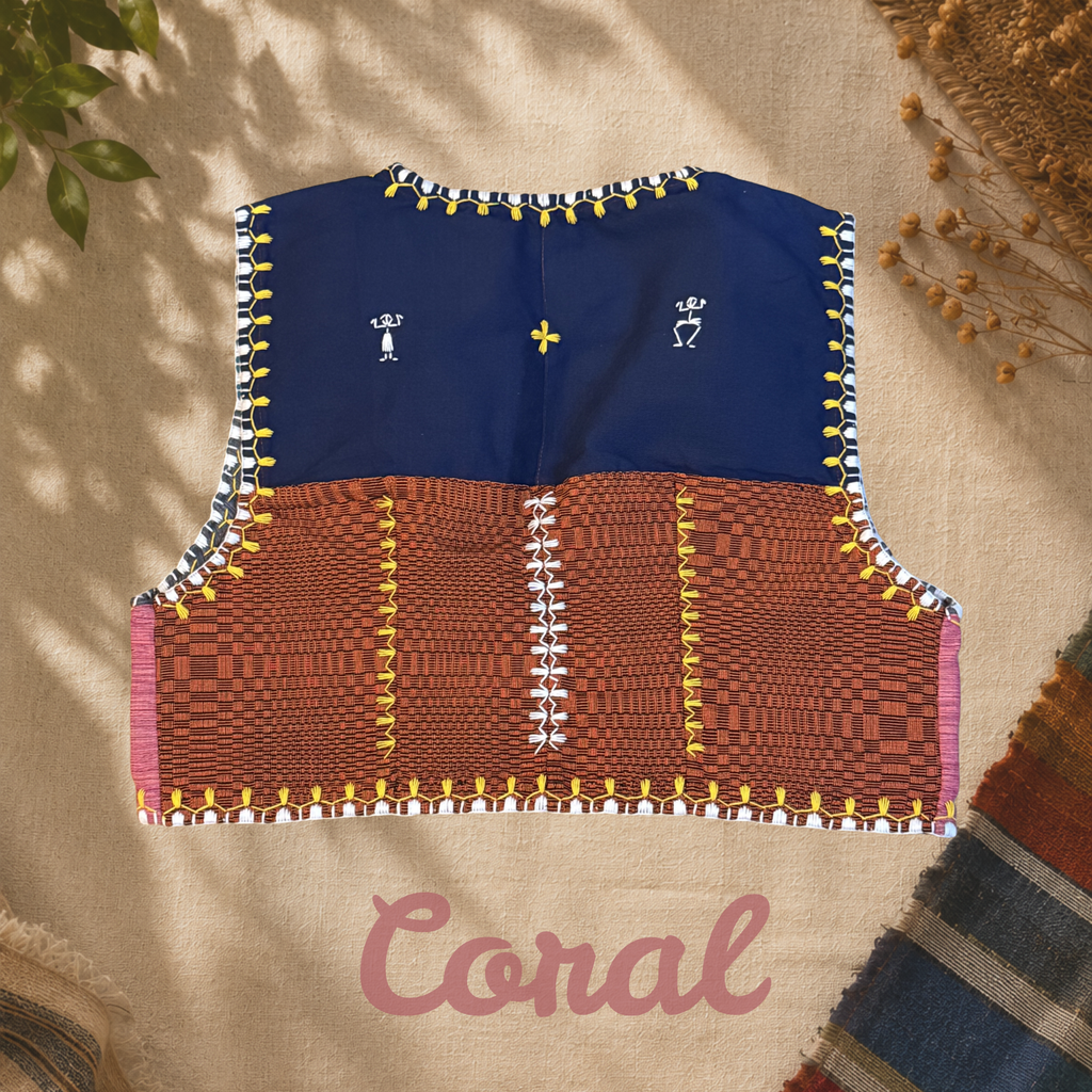 Hinabi Patchwork Vest - Coral