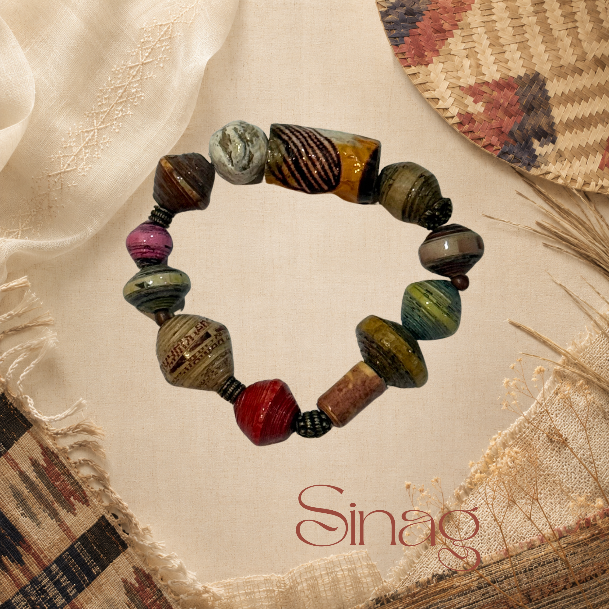 Chunky Paper Bead Bracelet - Sinag