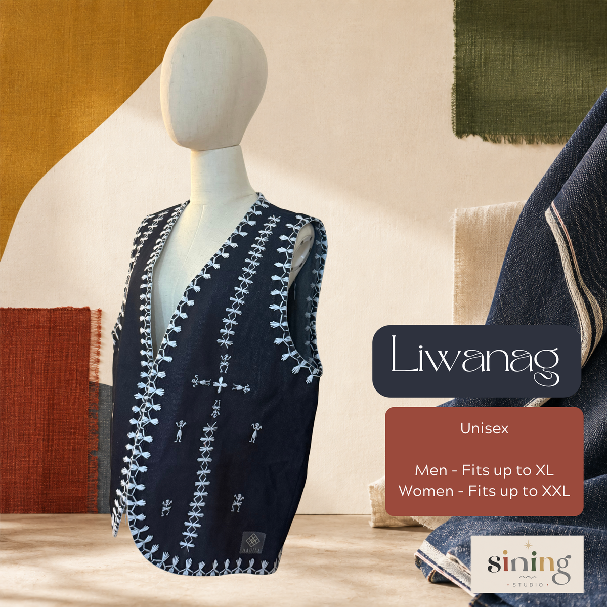 Raw Denim Open Vest - Liwanag (XL)