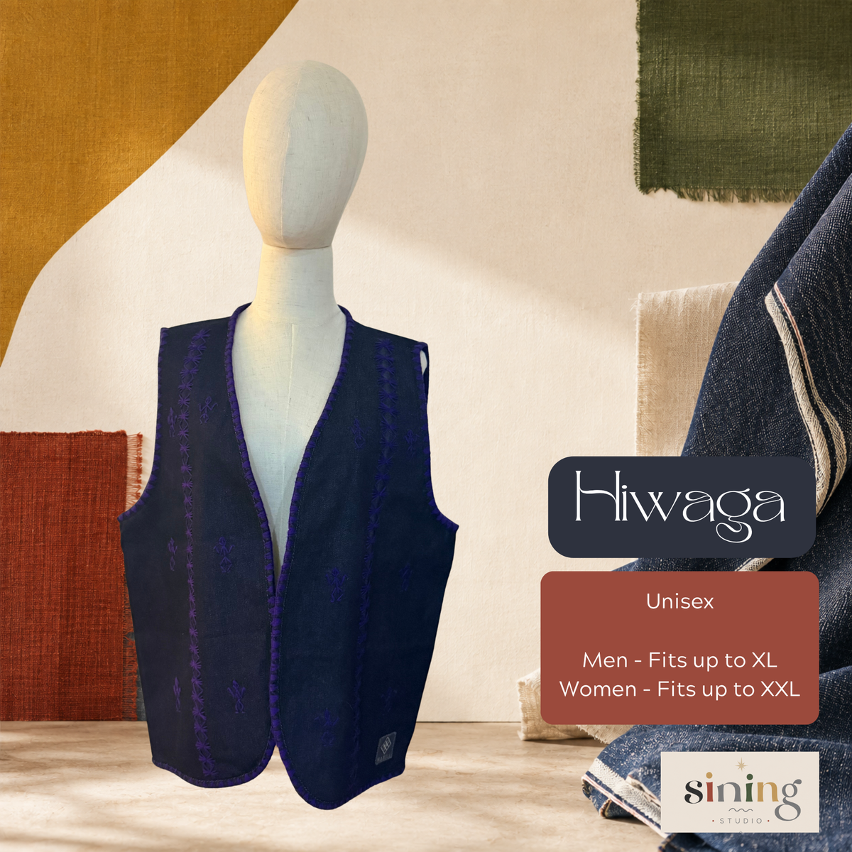 Raw Denim Open Vest - Hiwaga (XL)