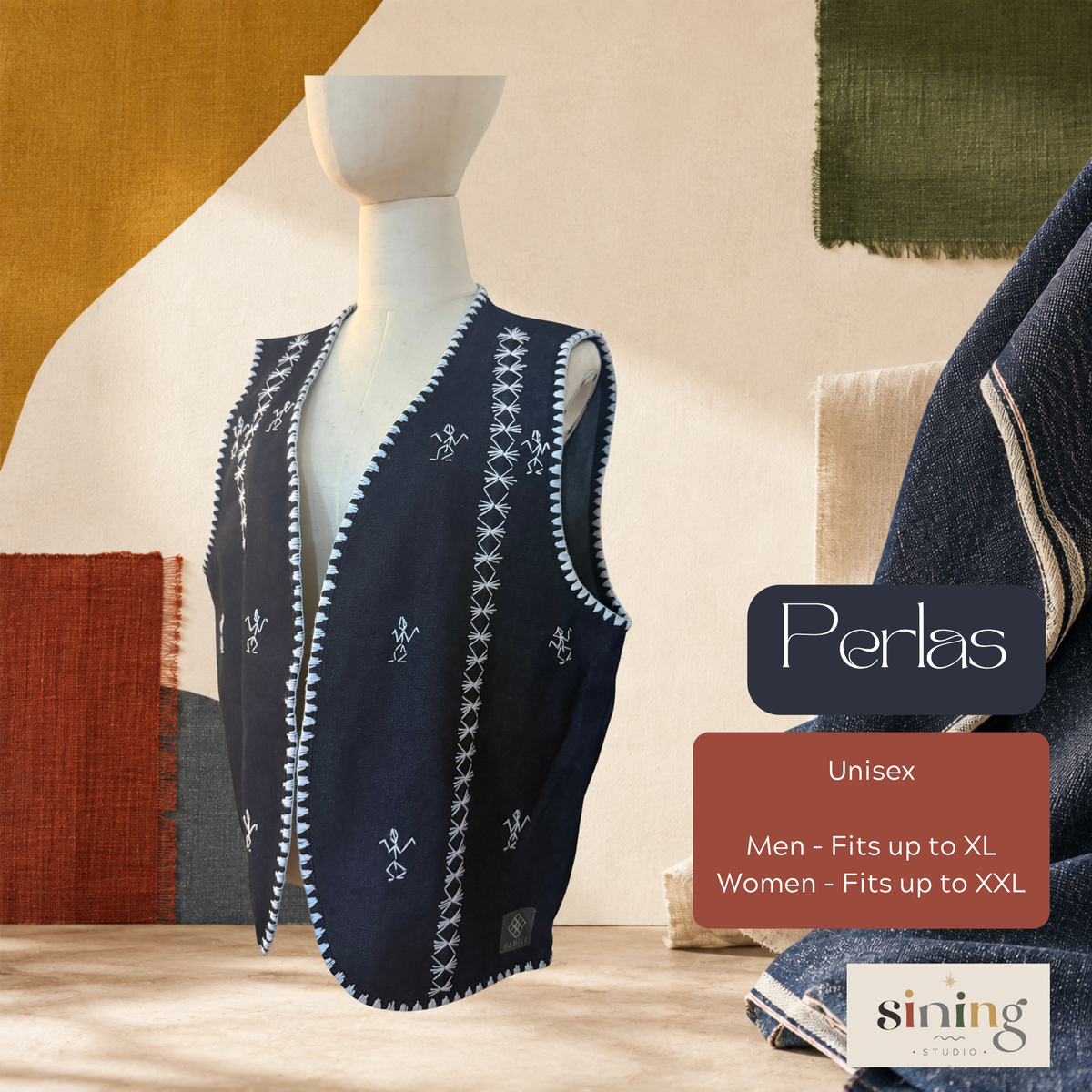 Raw Denim Open Vest - Perlas (XL)