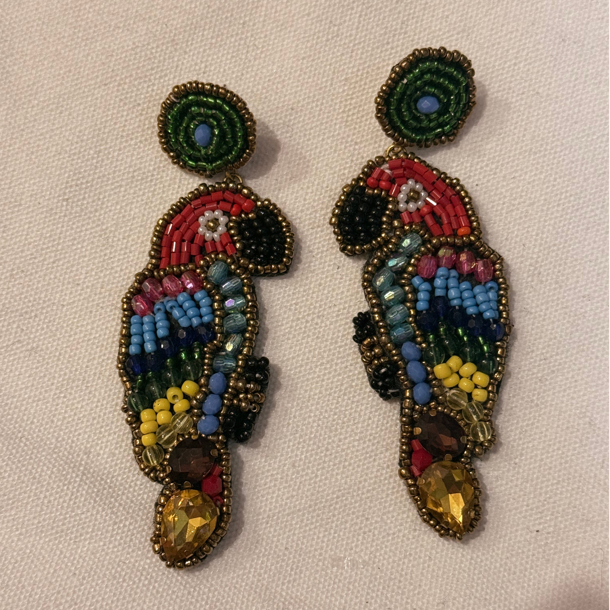 Beaded Earrings - Red Parrot