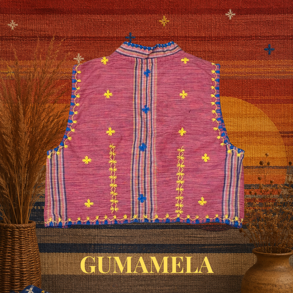 Hinabi Front Tie Vest - Gumamela