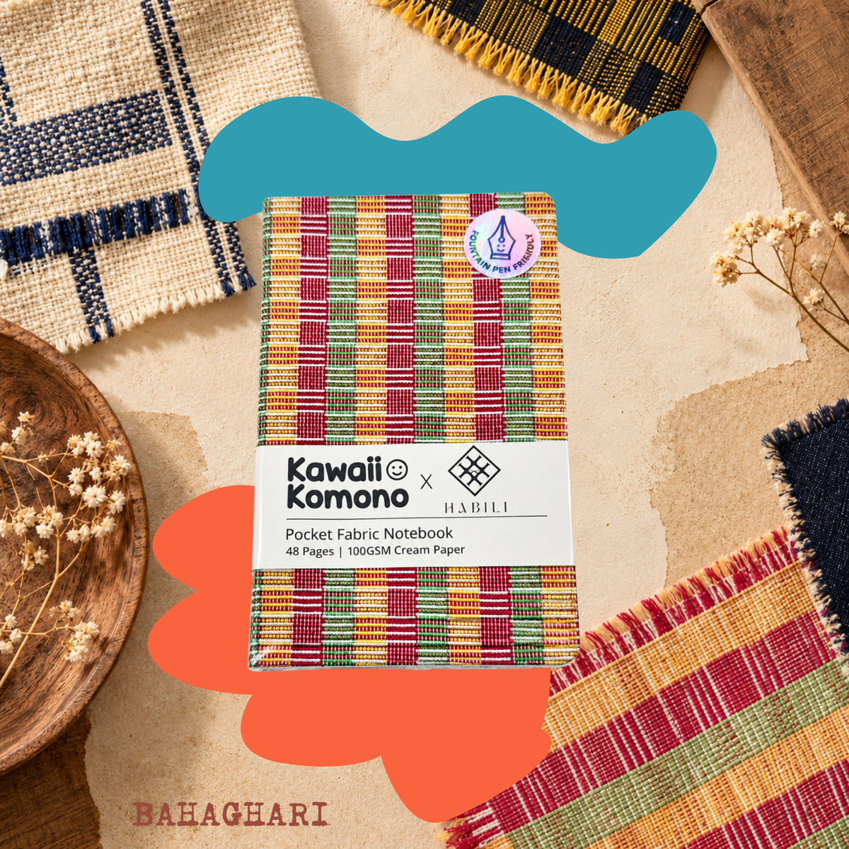 Pocket Fabric Notebook | Habìli × Kawaii Komono | Bahaghari