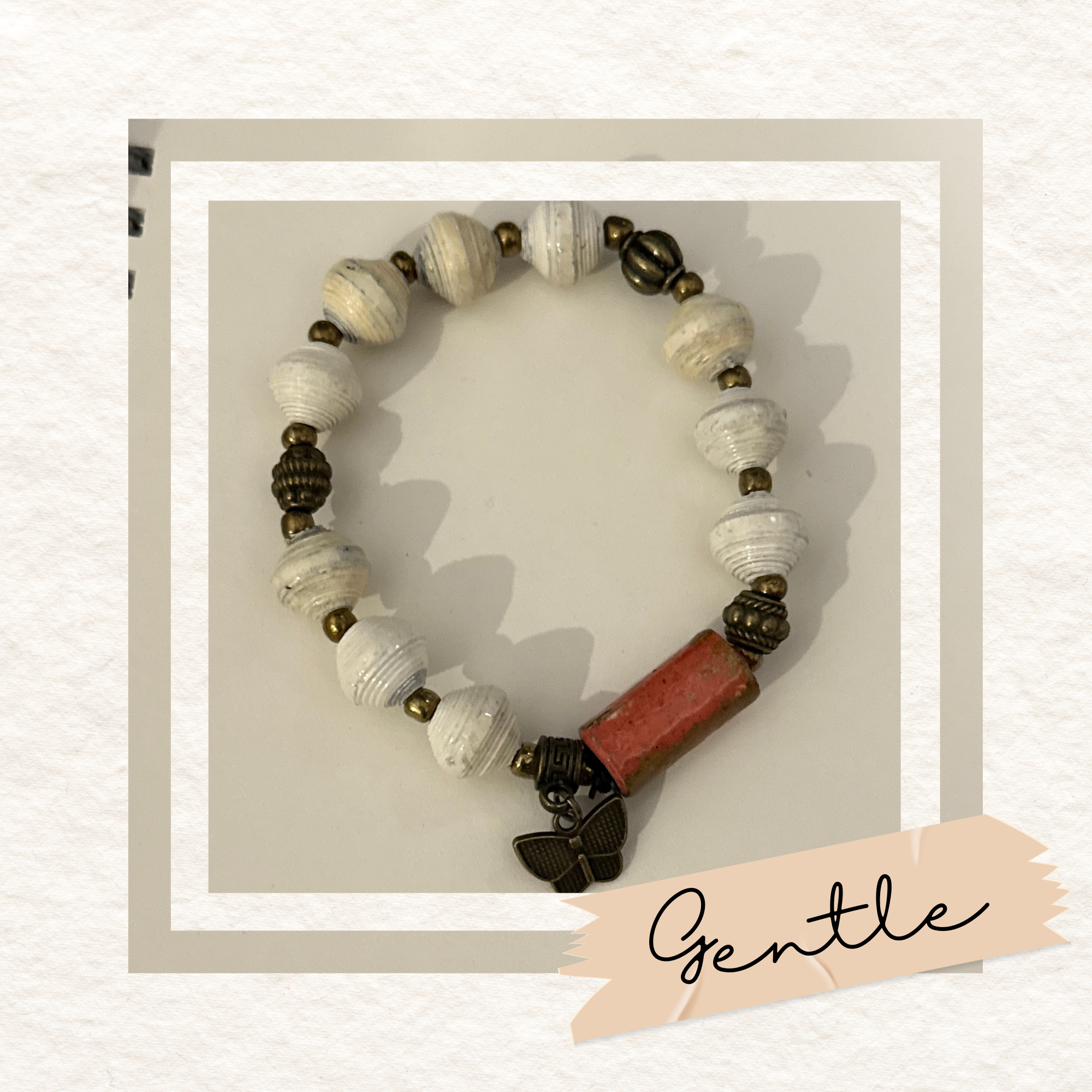 Recycled Paper Bead Bracelet - Gentle