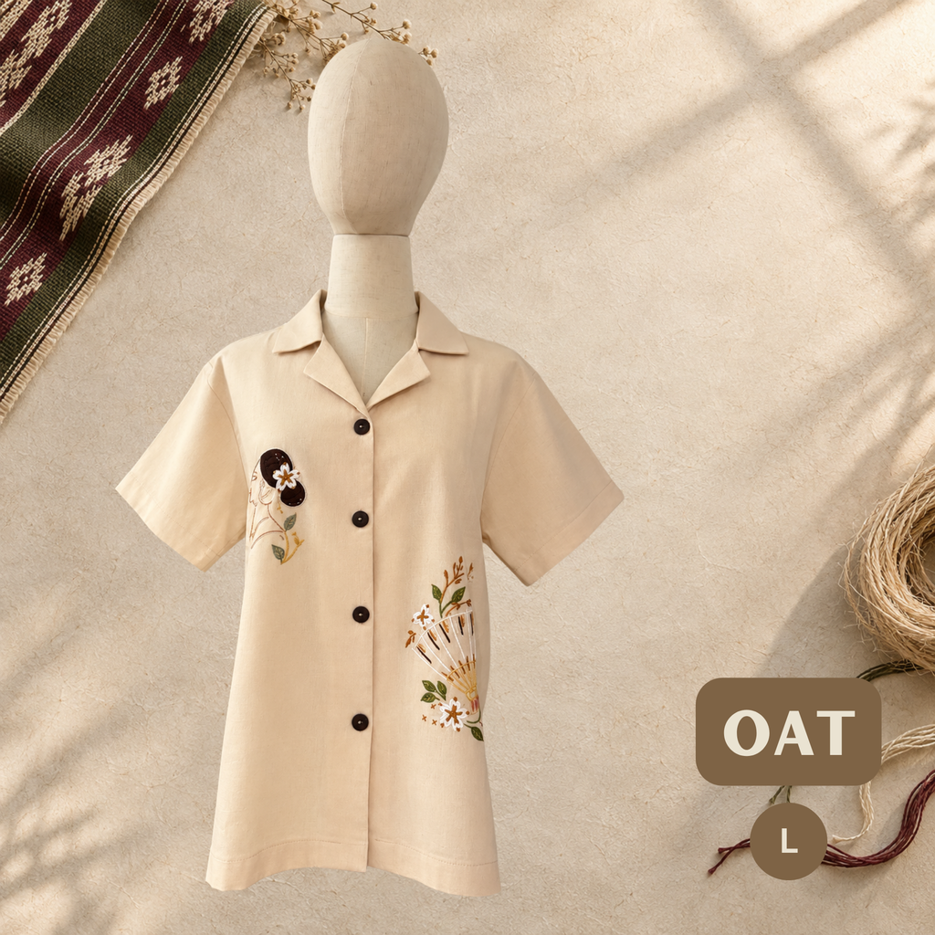Women's Linen Polo - Oat (L)