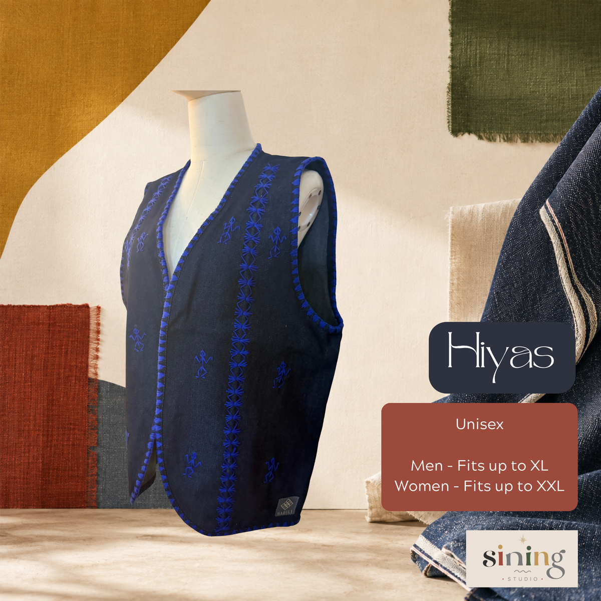 Raw Denim Open Vest - Hiyas (XL)