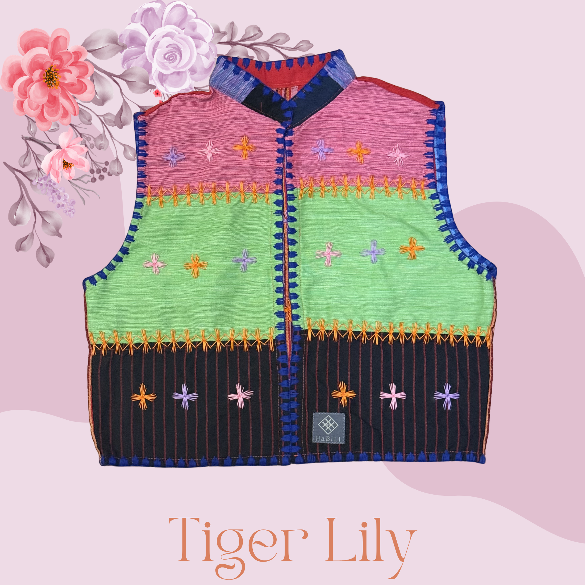 Hinabi Patchwork Vest - Tiger Lily