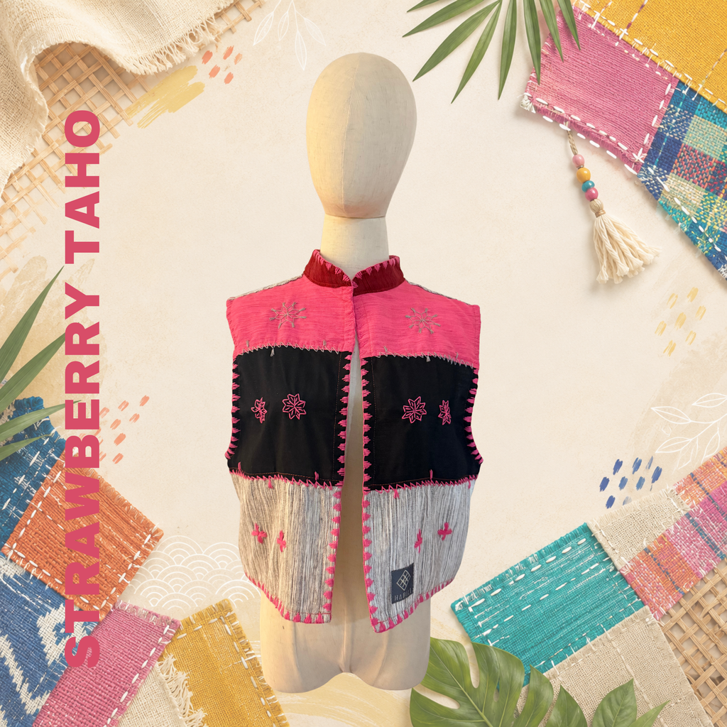 Hinabi Patchwork Vest | Strawberry Taho