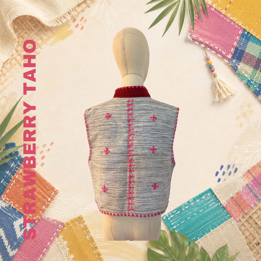 Hinabi Patchwork Vest | Strawberry Taho
