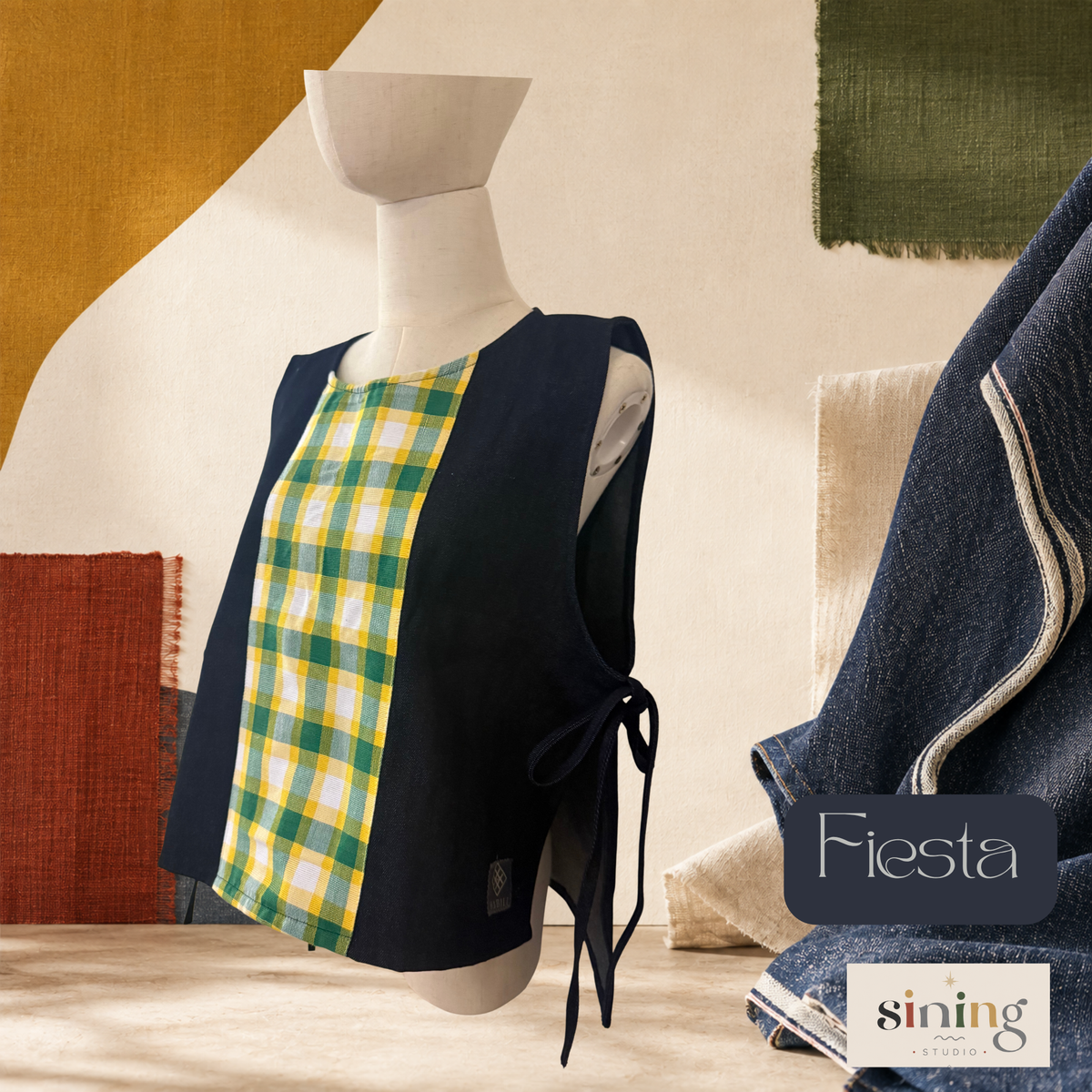 Raw Denim Bib Vest - Fiesta