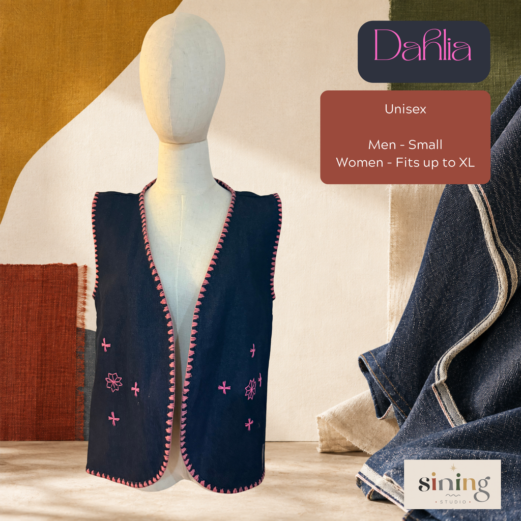 Raw Denim Open Vest - Dahlia (S-L)