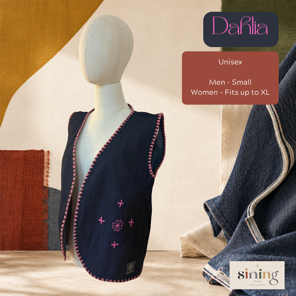 Raw Denim Open Vest - Dahlia (S-L)