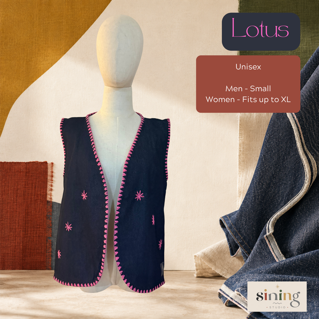 Raw Denim Open Vest - Lotus (S-L)