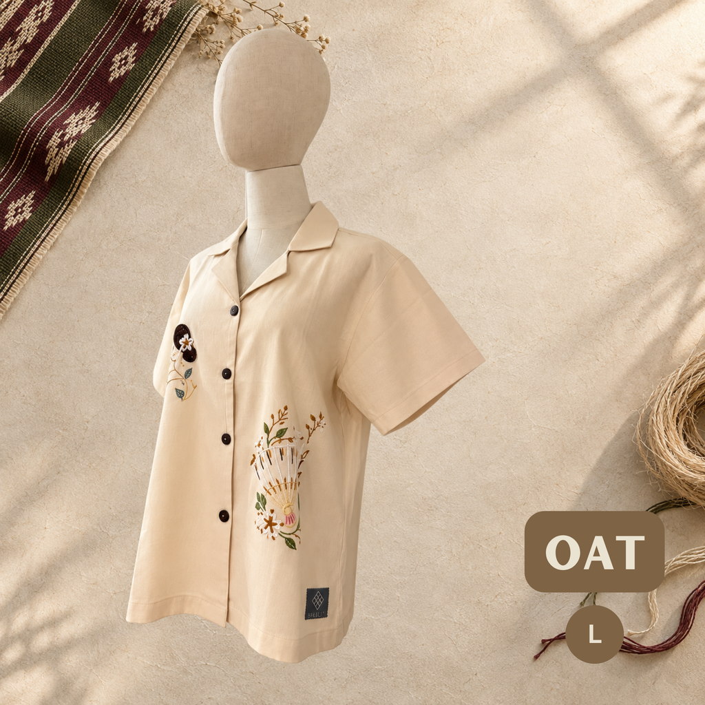 Women's Linen Polo - Oat (L)