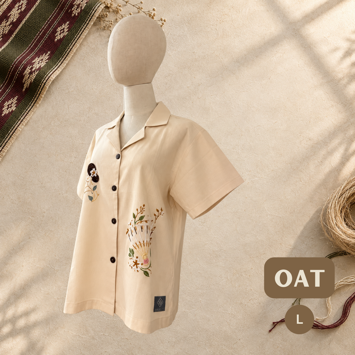 Women's Linen Polo - Oat (L)