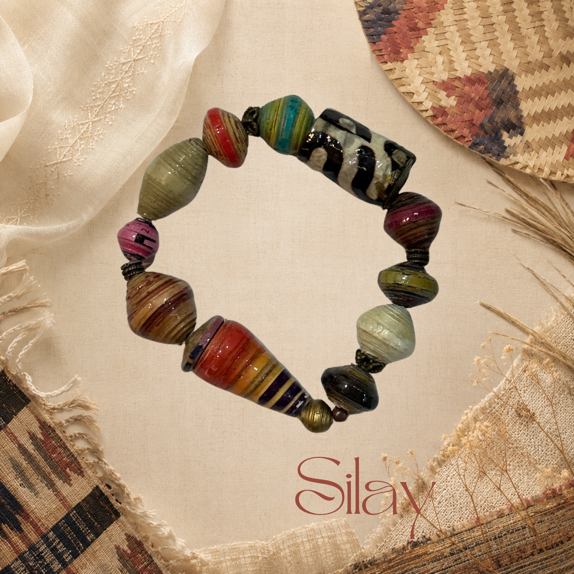 Chunky Paper Bead Bracelet - Silay