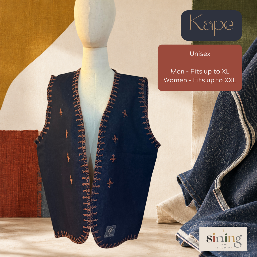 Raw Denim Open Vest - Kape