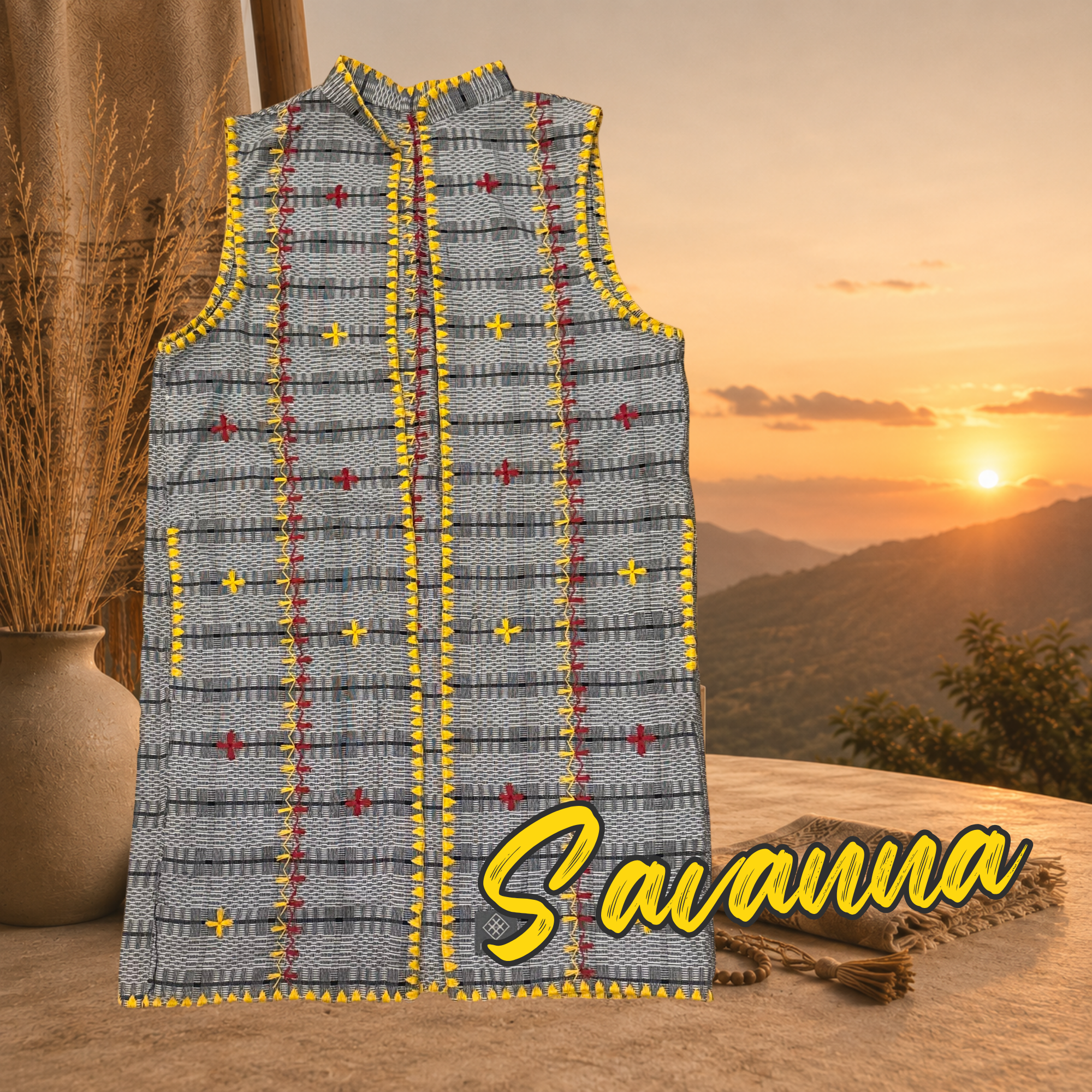 Hinabi Longline Vest - Savanna