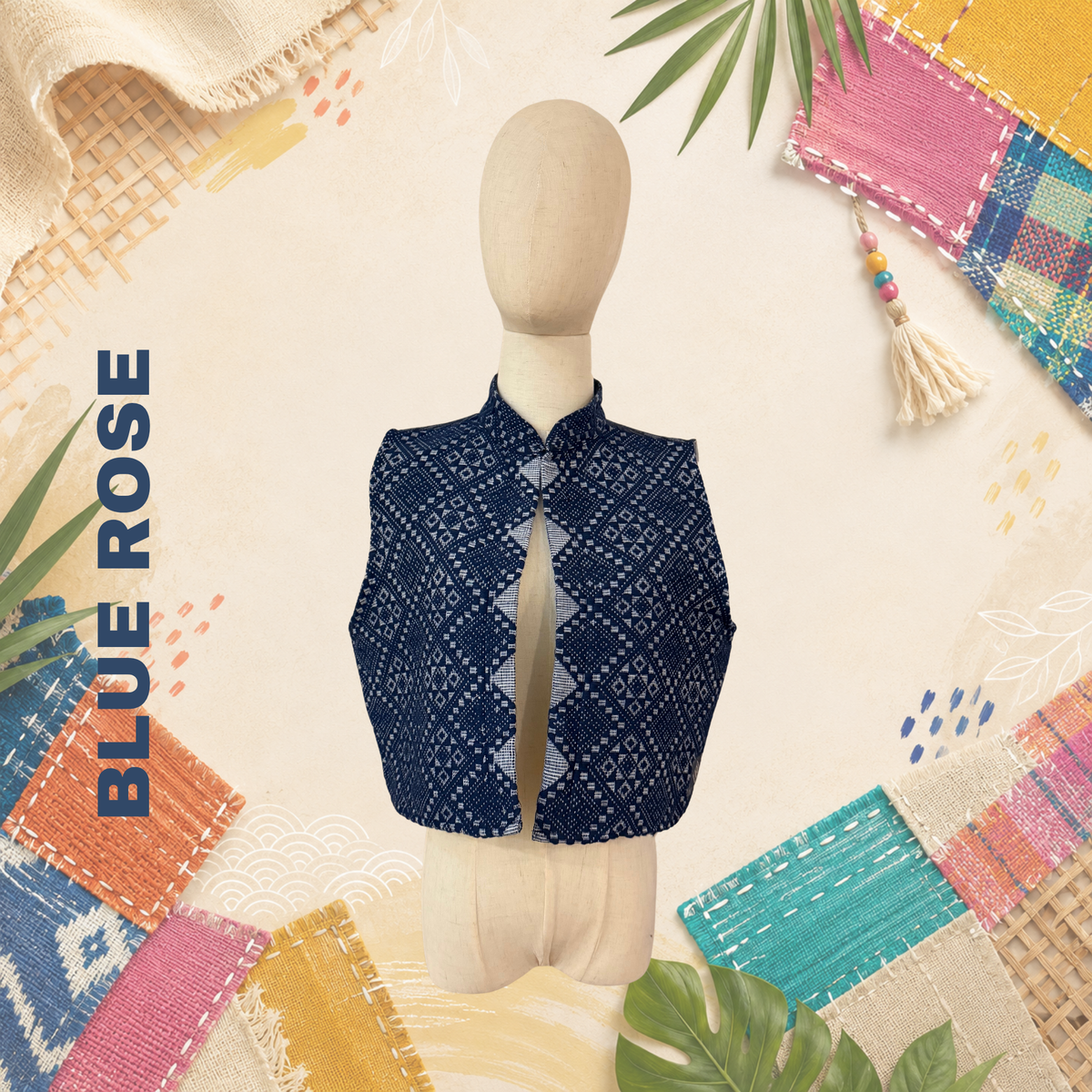 Hinabi Short Vest - Blue Rose