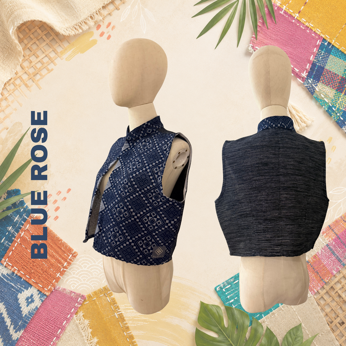 Hinabi Short Vest - Blue Rose