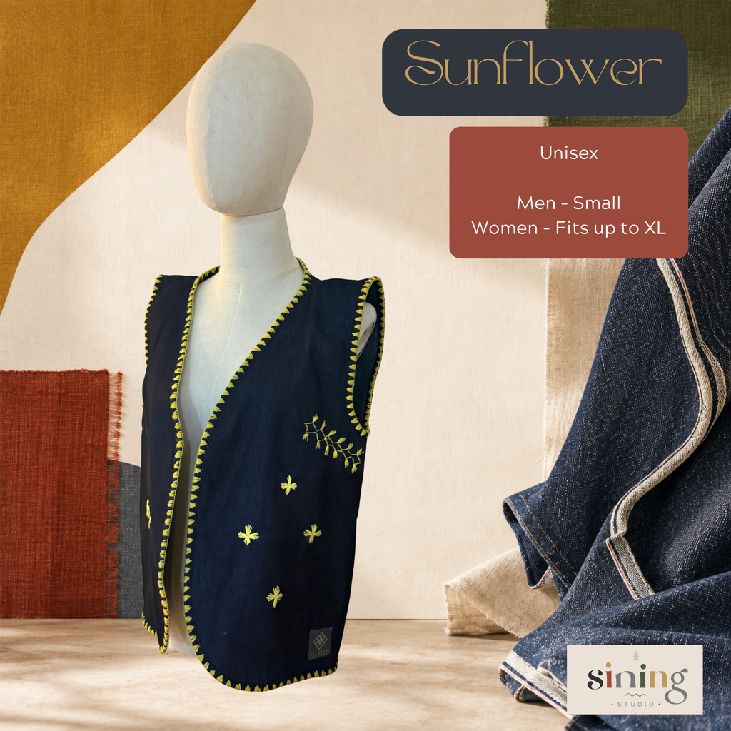 Raw Denim Open Vest - Sunflower (S-L)