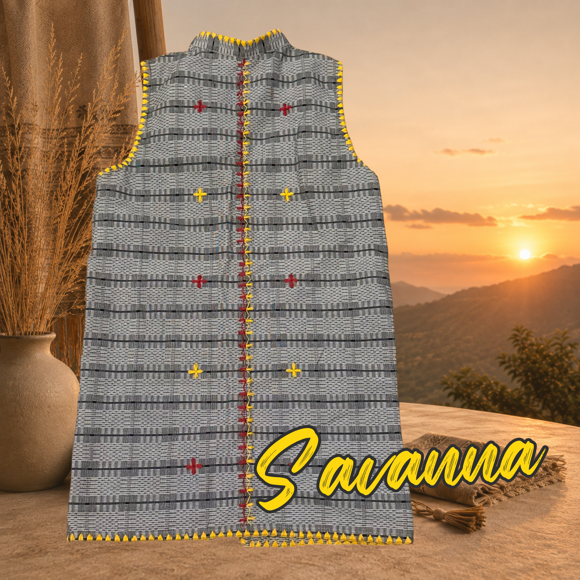 Hinabi Longline Vest - Savanna