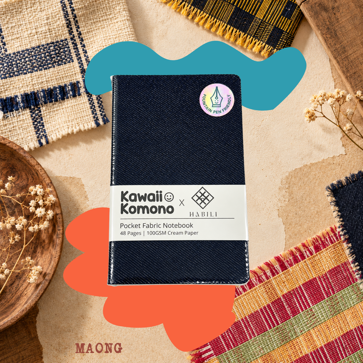 Pocket Fabric Notebook | Habìli × Kawaii Komono | Maong