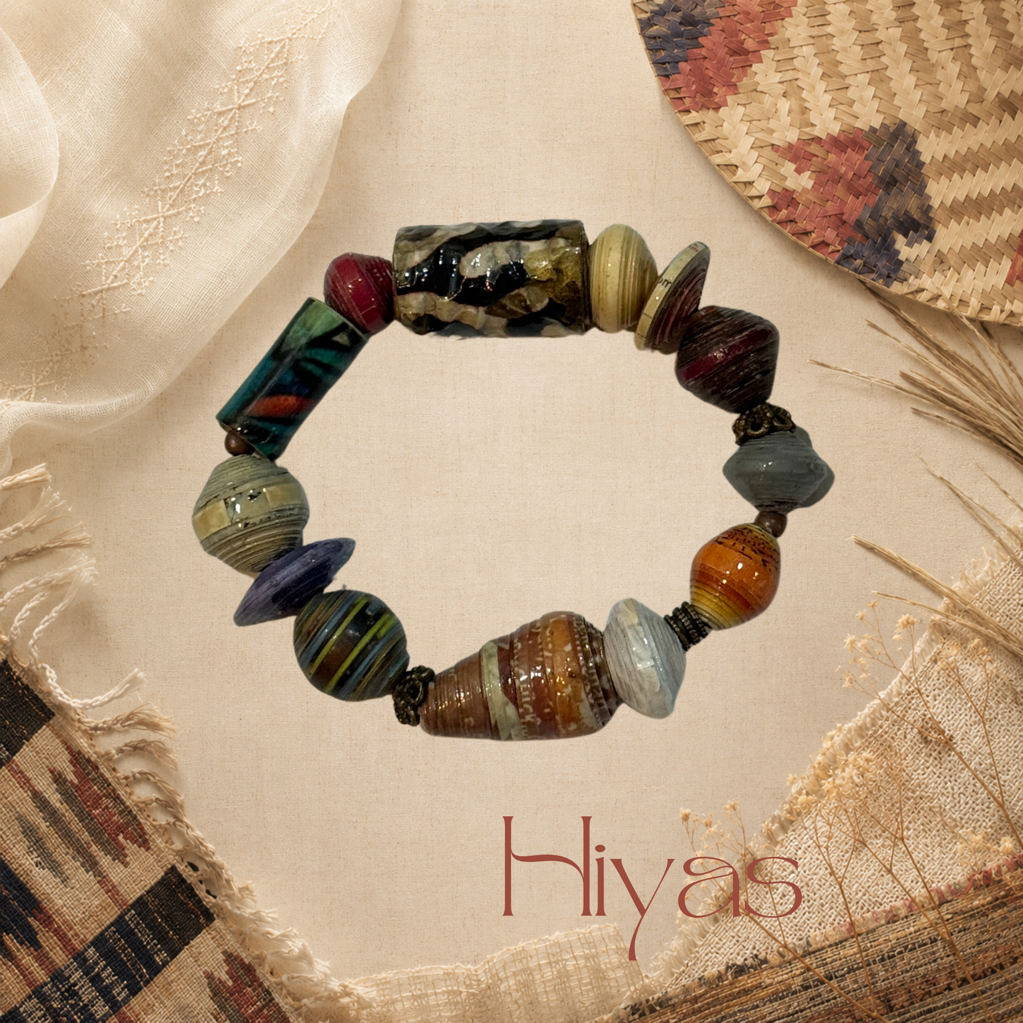 Chunky Paper Bead Bracelet - Hiyas