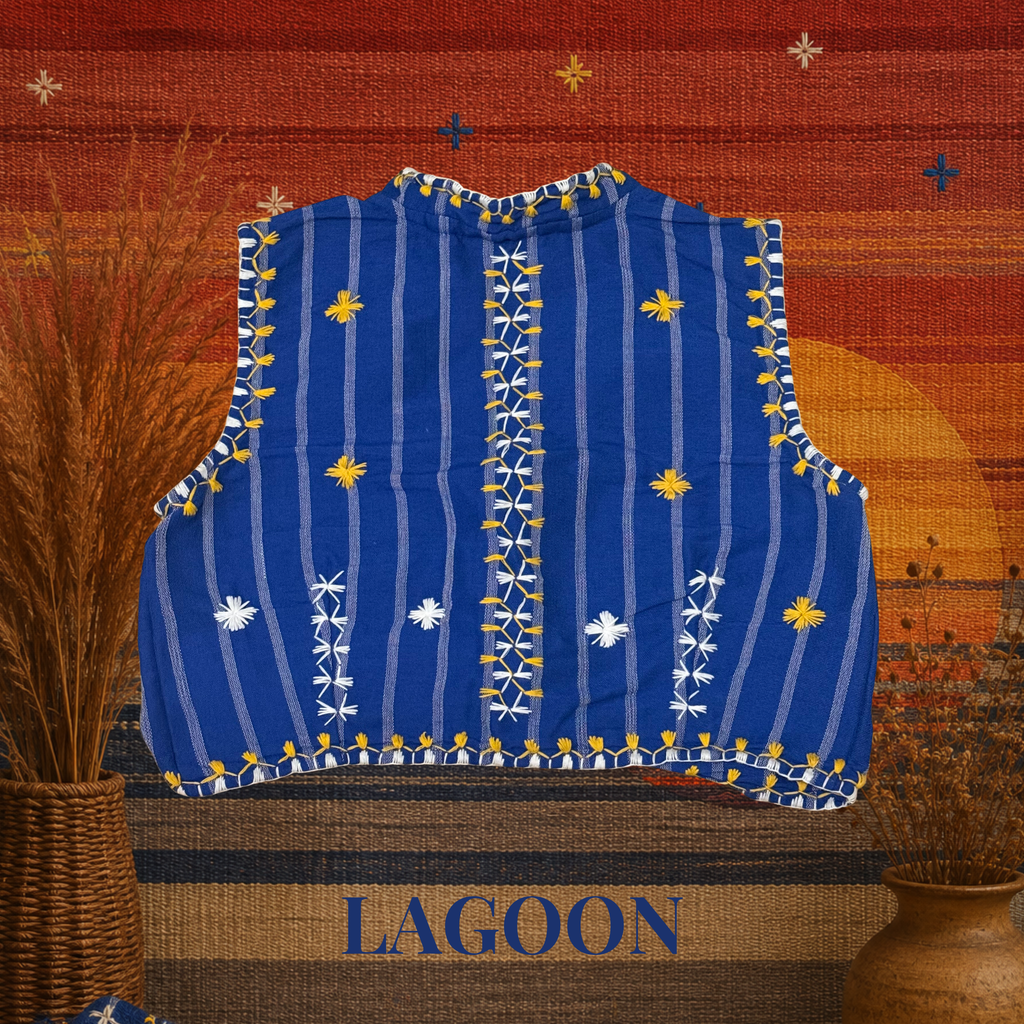 Hinabi Front Tie Vest - Lagoon