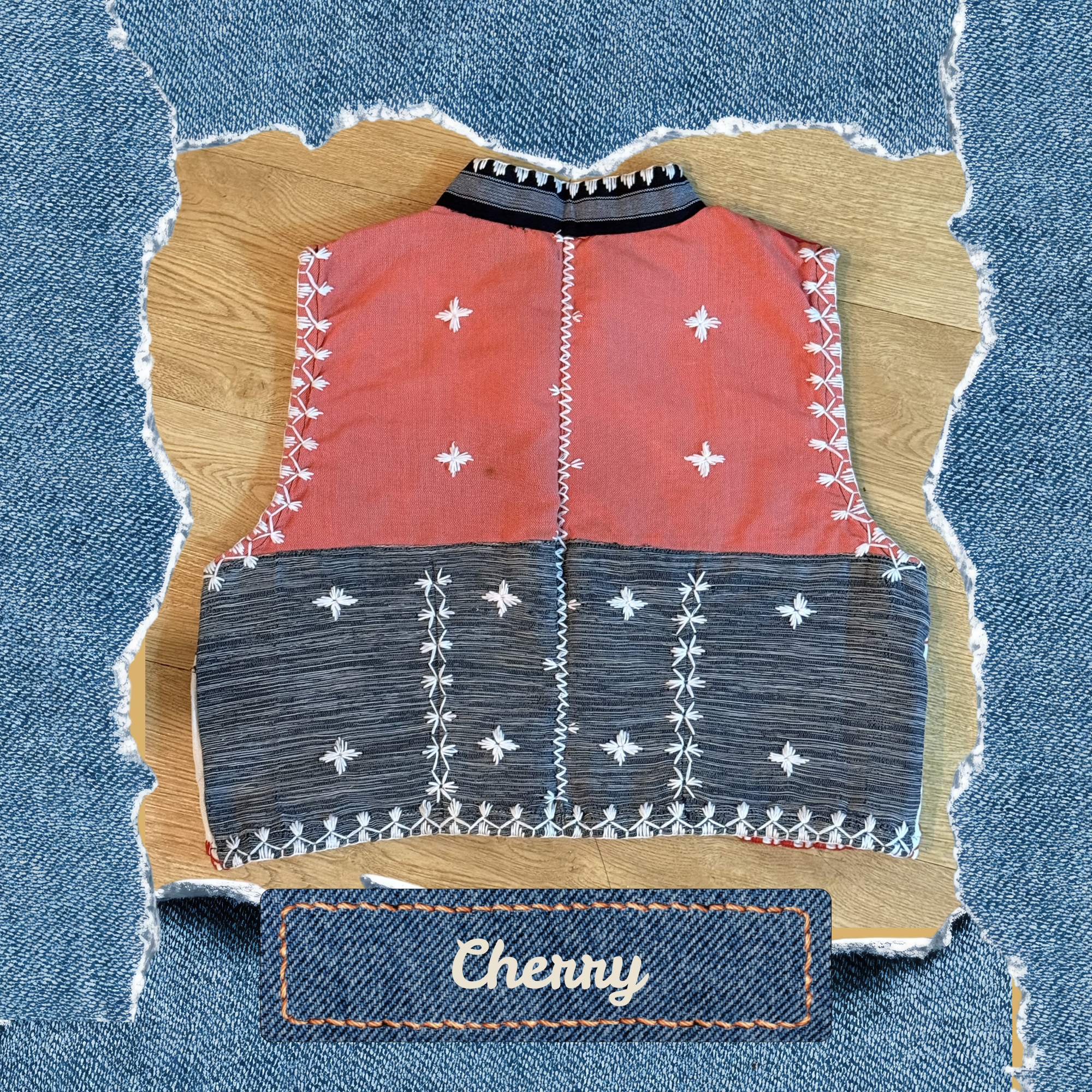Hinabi Patchwork Vest - Cherry