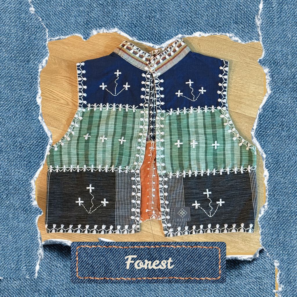 Hinabi Patchwork Vest - Forest