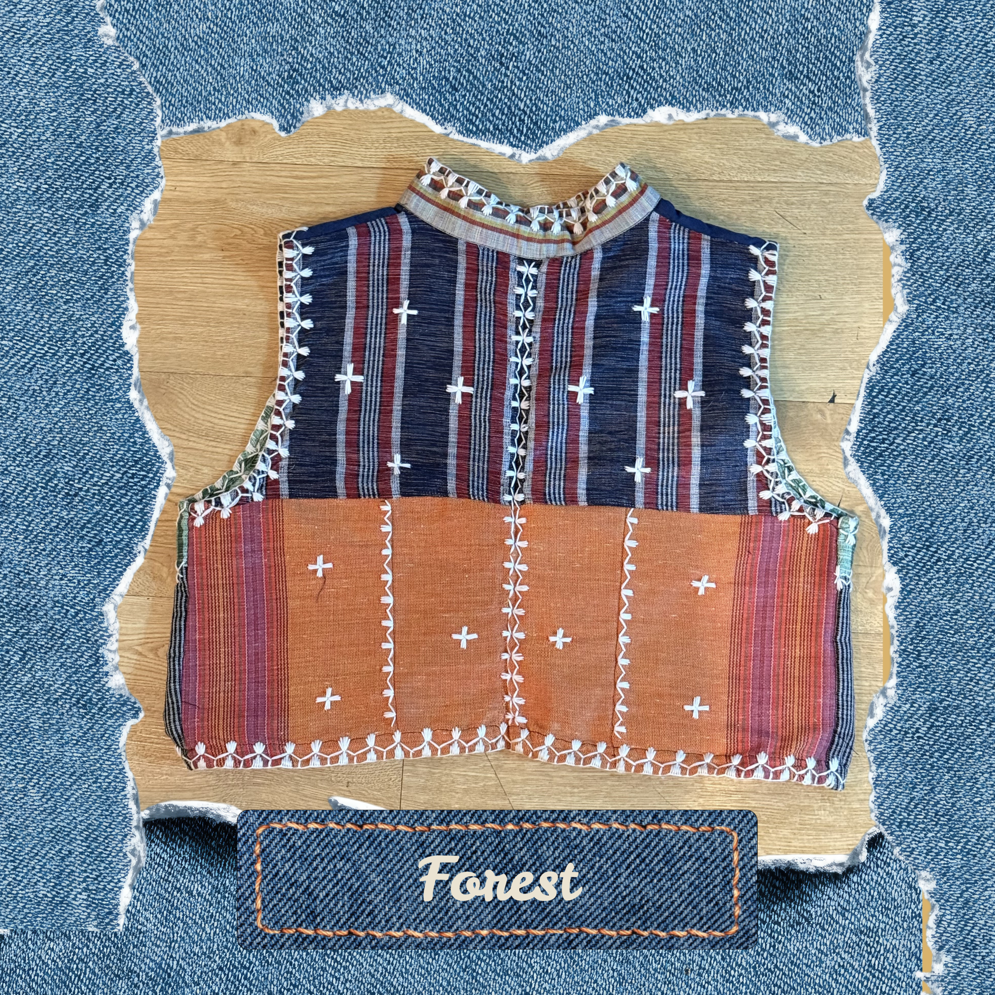 Hinabi Patchwork Vest - Forest
