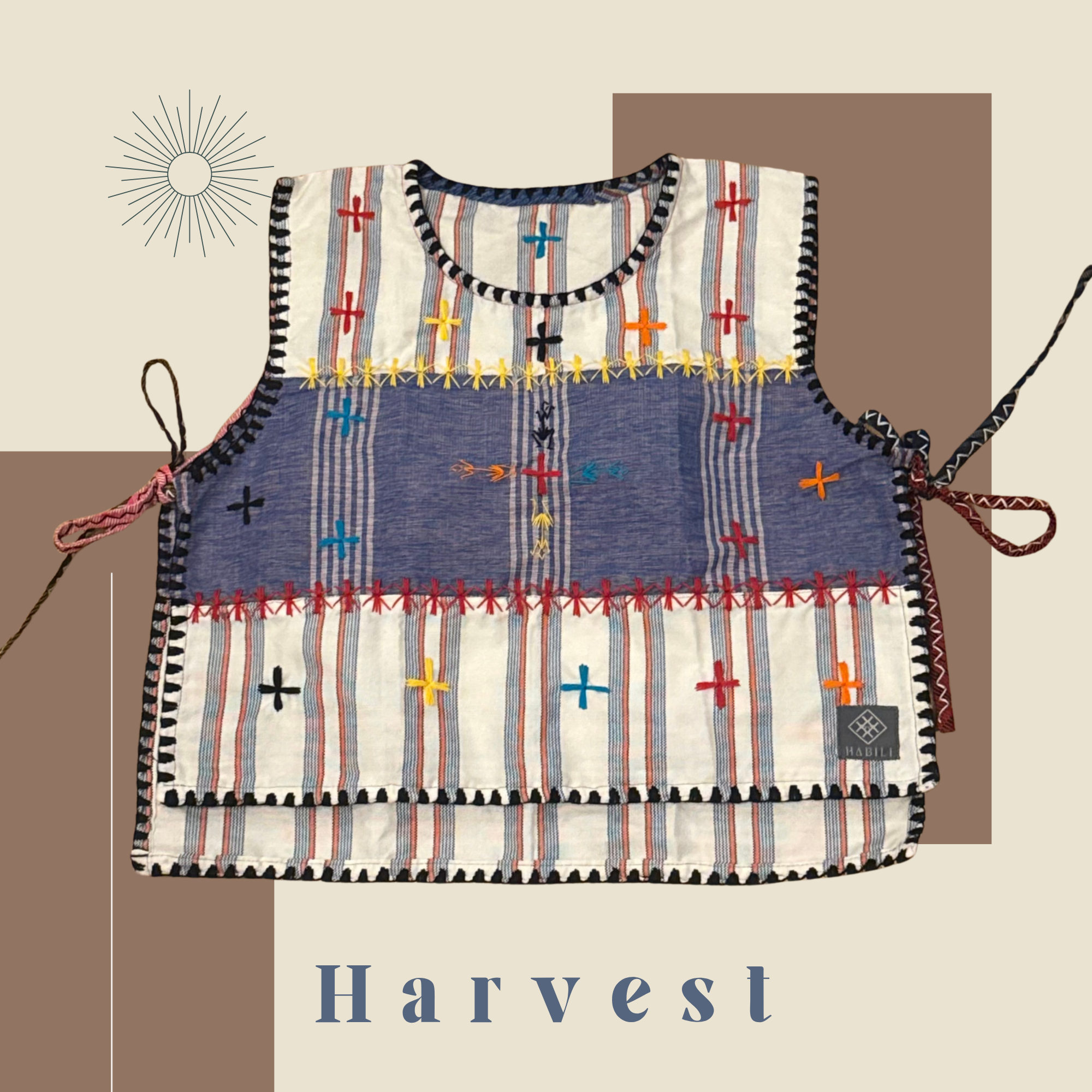 Hinabi Patchwork Bib Vest - Harvest