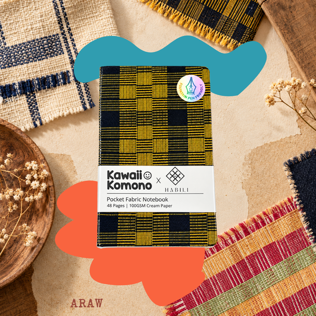 Pocket Fabric Notebook | Habìli × Kawaii Komono | Araw