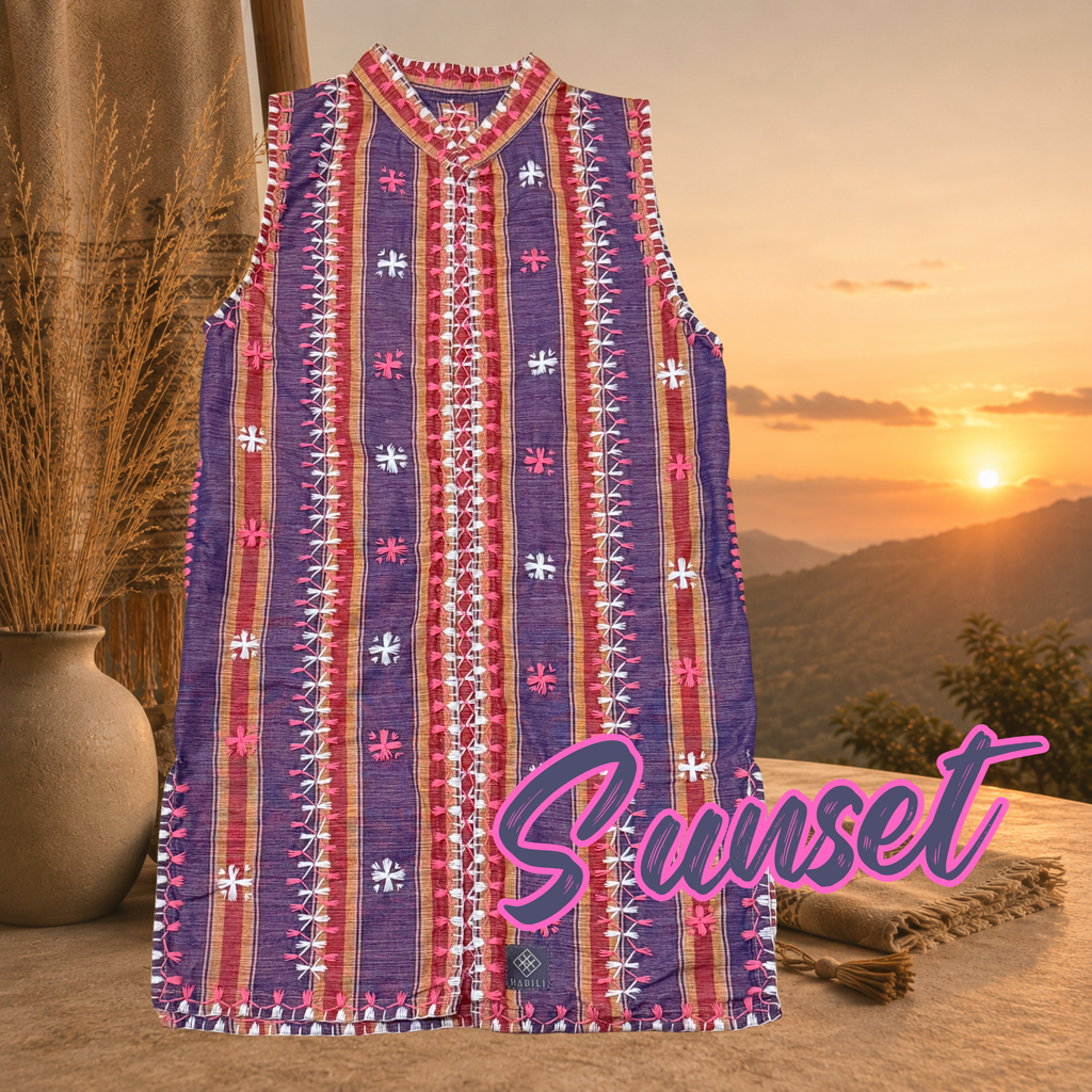 Hinabi Longline Vest - Sunset