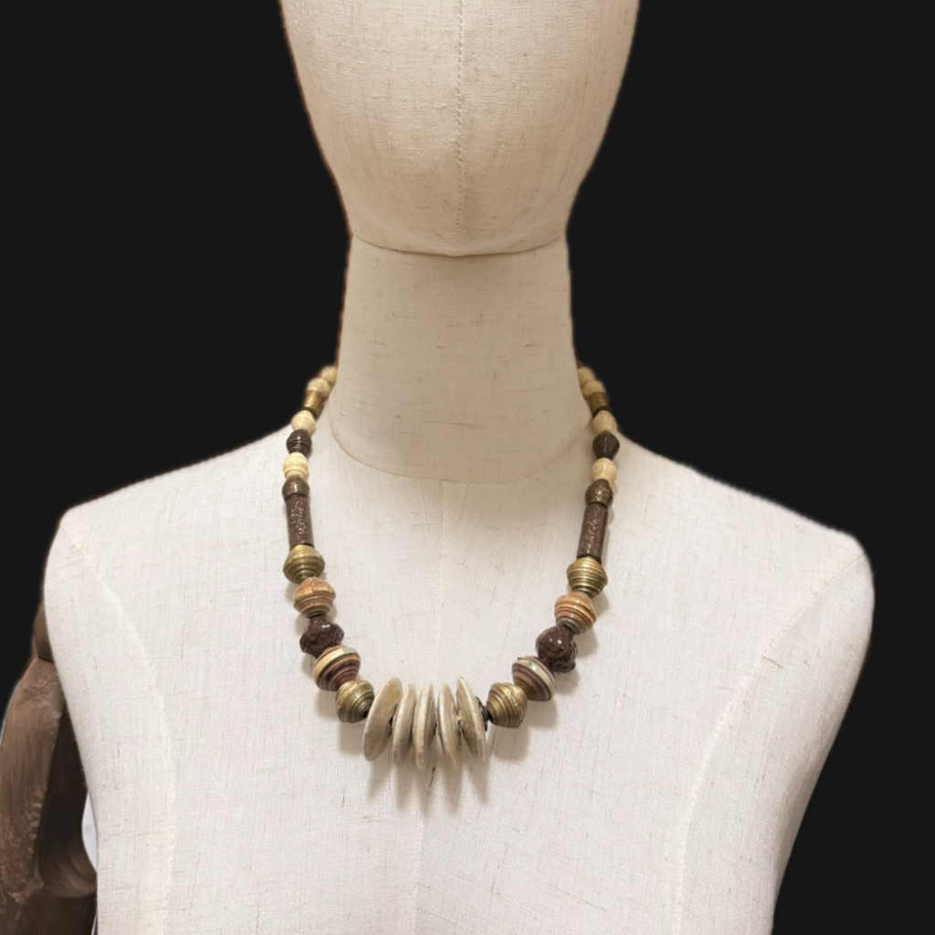 Recycled Paper Statement Necklace - Earth