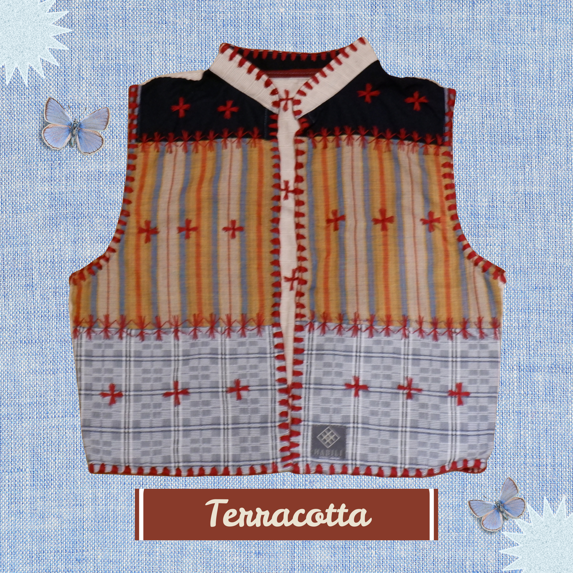 Hinabi Patchwork Vest - Terracotta