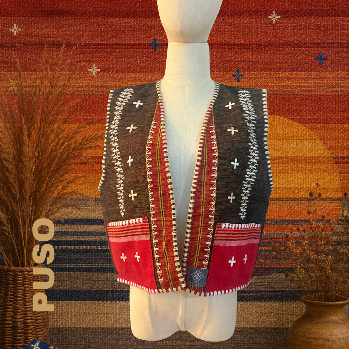 Hinabi Pocket Vest - Puso
