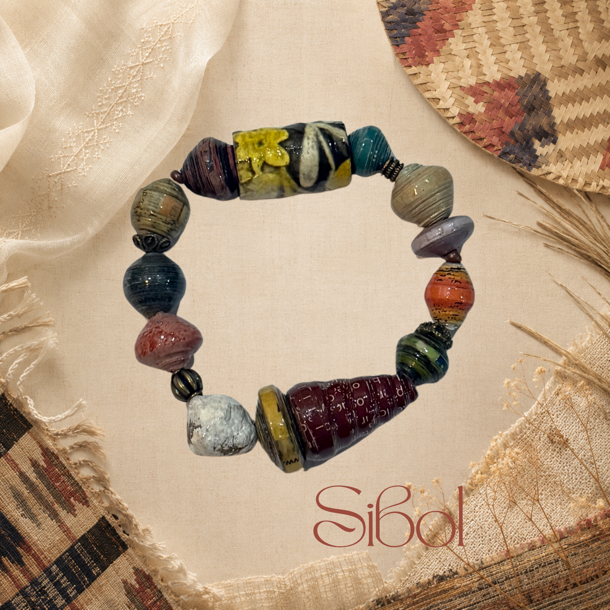 Chunky Paper Bead Bracelet - Sibol